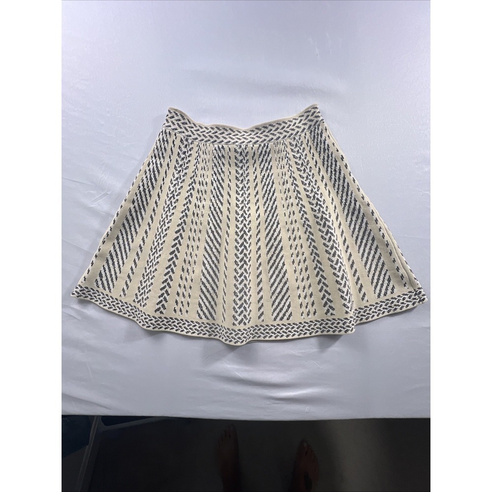 BCBGMAXAZRIA Queeny Knit Jacquard Mini Skirt Black Cream Size M